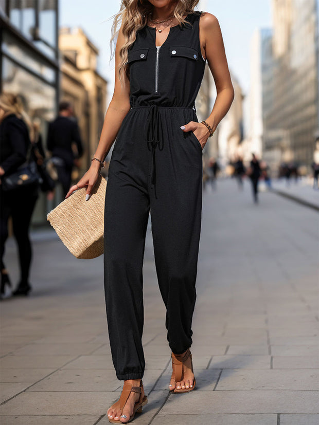 Sleeveless Jumpsuit with Pockets