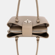 PU Leather Twist-Lock Tote Bag