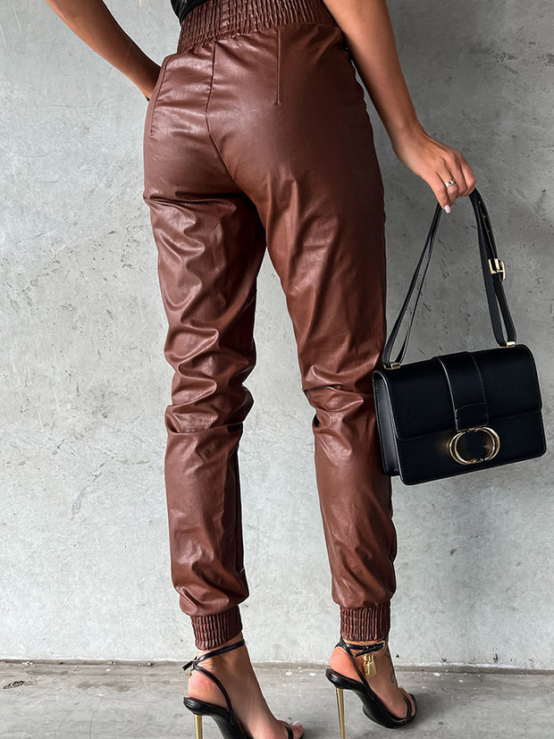 PU Leather Long Pants