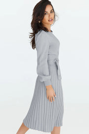 Long Sleeve Pleated Sweater Dress