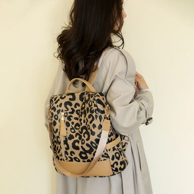Leopard PU Leather Backpack