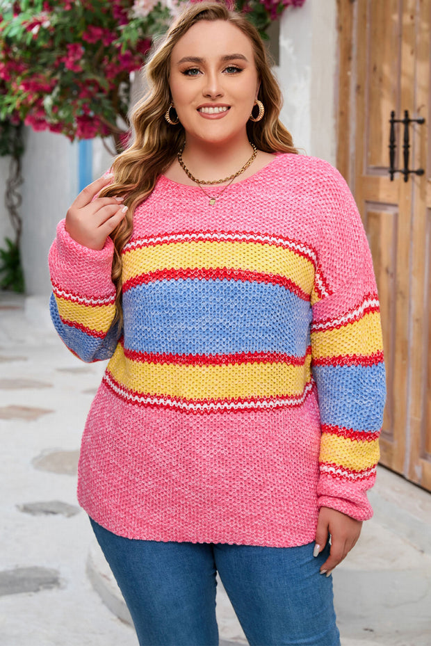 Plus Size Color Block Sweater