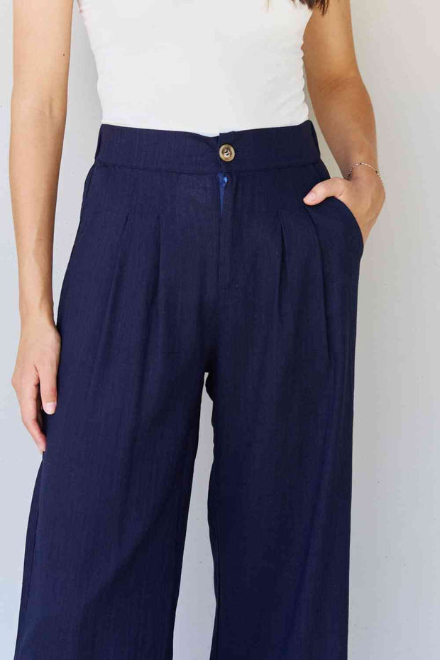 Full Size Pleated Detail Linen Pants