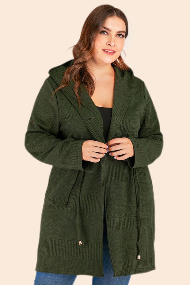 Plus Size Drawstring Waist Hooded with Pockets