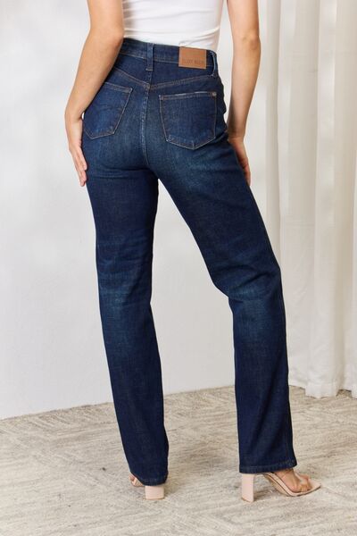 Button-Fly Straight Jeans