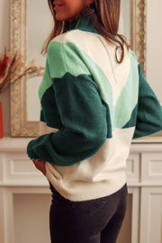 Color Block Button Sweater