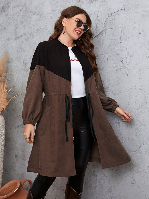 Plus Size Two-Tone Trench Coat
