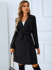 Tie Belt Double-Breasted Trench Coat