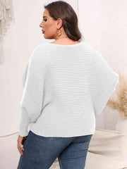 Full Size Batwing Sleeve Sweater