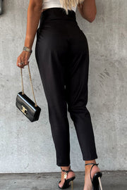 High Waist Buttoned Pocketed Long Pants
