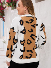 Plus Size Printed V-Neck Sweater