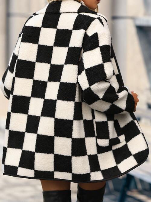 Checker Button Coat with Pockets