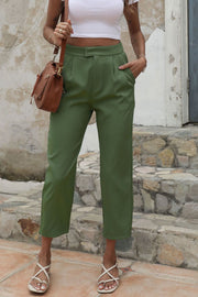 Straight Leg Crop Pants with Pockets