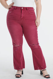 Full Size High Waist Distressed Flare Jeans
