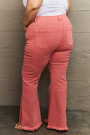 Full Size High Waist Side Slit Flare Jeans