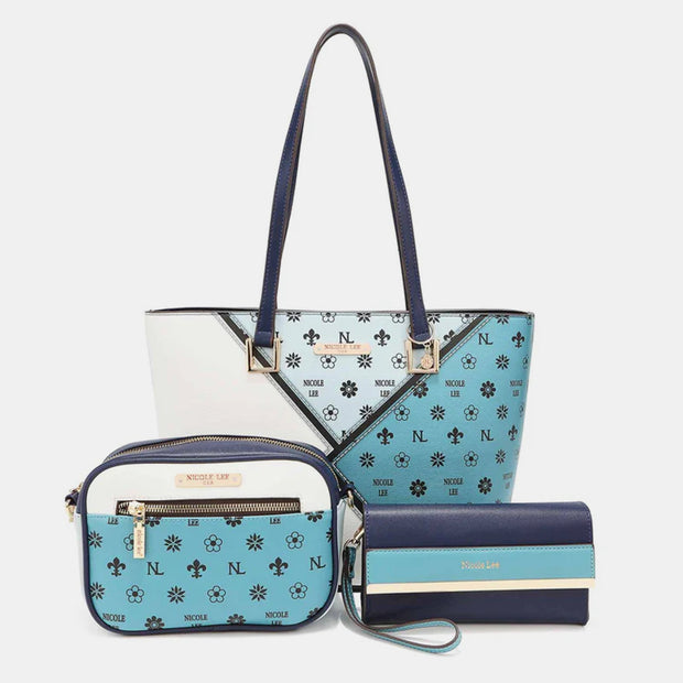 3-Piece Color Block Handbag Set