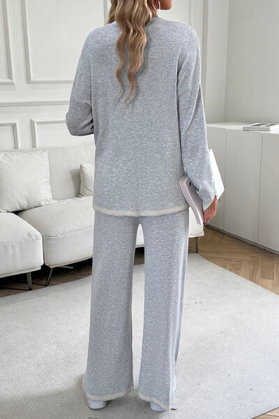 Round Neck Top and Pants Set