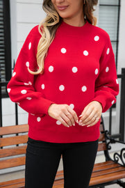 Polka Dot Round Neck Sweater