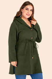 Plus Size Drawstring Waist Hooded with Pockets