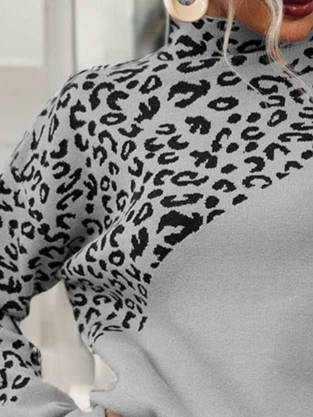 Leopard Mock Neck Sweater