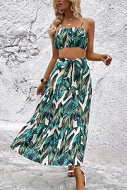 Print Cami and Tiered Skirt Set