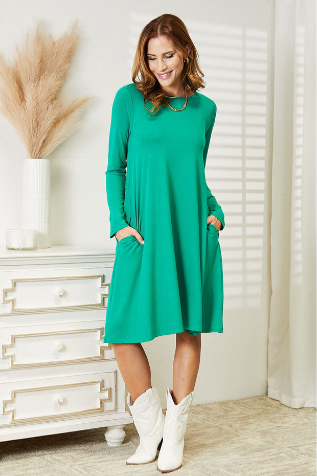 Full Size Flare Dress with Pockets