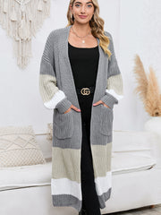Color Block Cardigan with Pockets