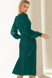 Long Sleeve Pleated Sweater Dress