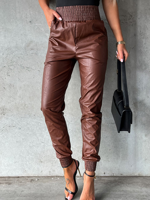 PU Leather Long Pants
