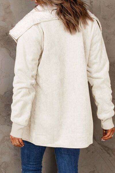 Open Front Sherpa Jacket with Pockets