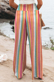 Stripe Wide Waist Pants with Pockets