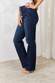 Button-Fly Straight Jeans