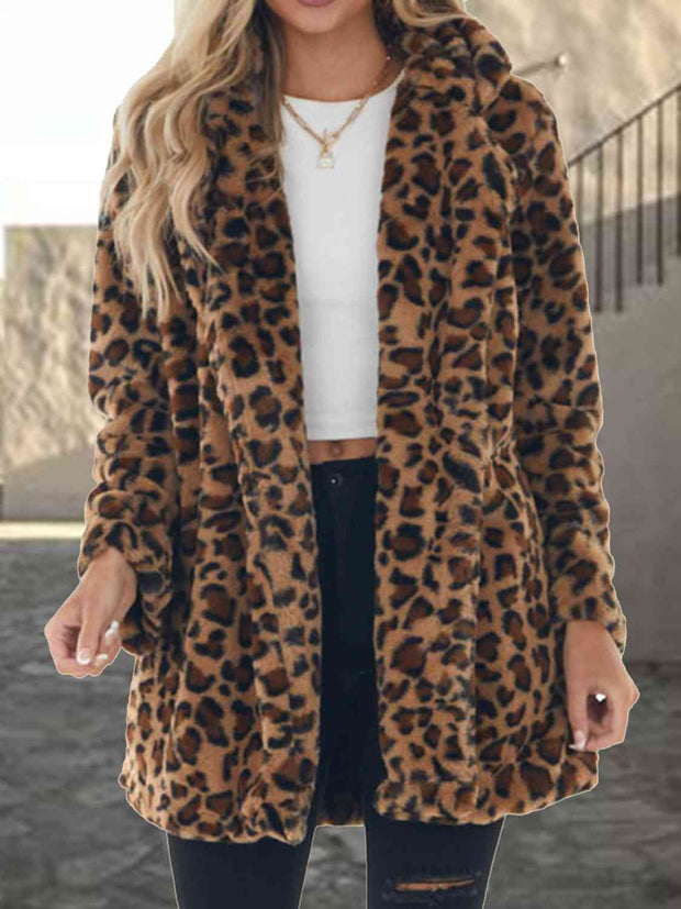 Leopard Coat with Pockets