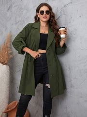 Plus Size Roll-Tab Sleeve Trench Coat