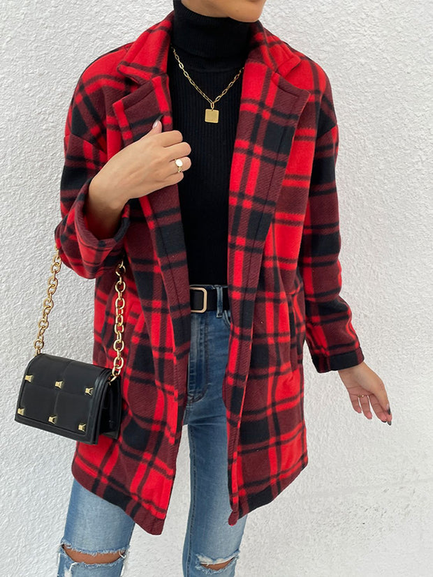 Plaid Coat with Pockets