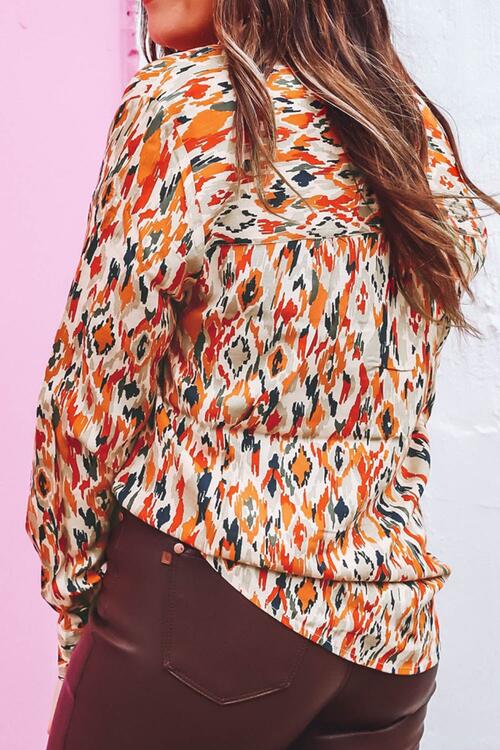 Plus Size Printed Button Front Shirt