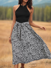 Leopard Halter Neck Midi Dress