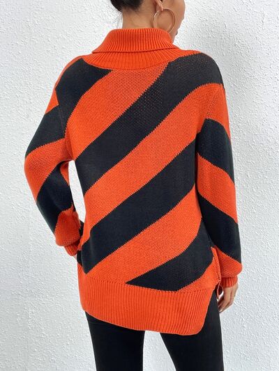 Stripe Turtleneck Sweater
