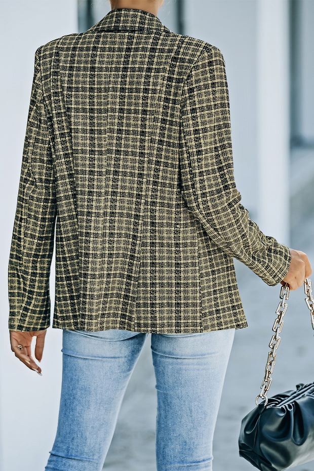 Plaid Double-Breasted Blazer