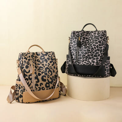 Leopard PU Leather Backpack