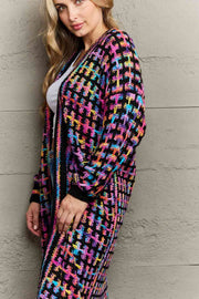 Multicolored Open Front Cardigan