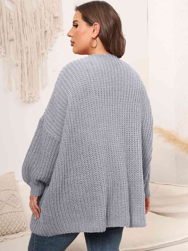 Plus Size Open Front Knit Cardigan