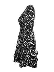 Printed Ruffle Trim Mini Dress