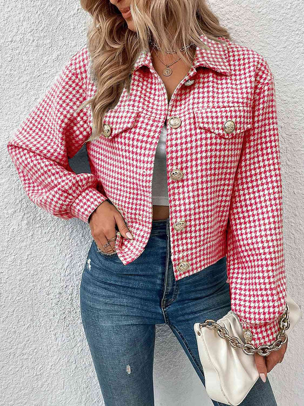 Houndstooth Button Up Jacket