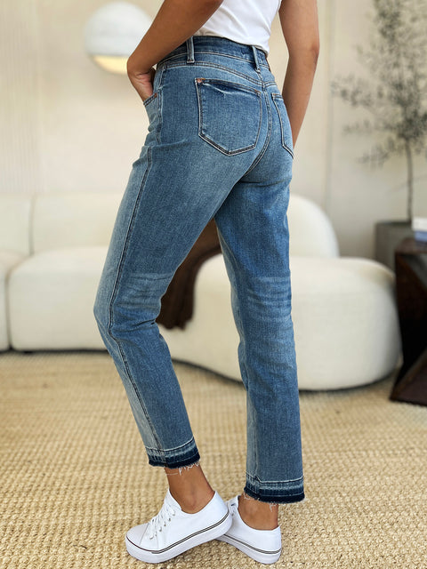 Plus Size Mid Rise Hem Jeans