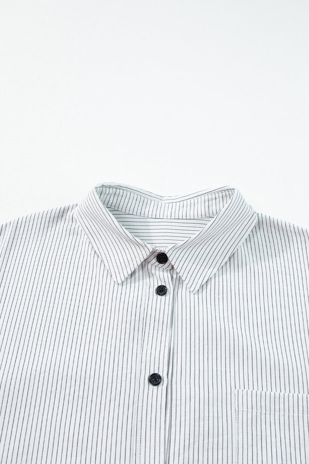 Striped Collared Neck Long Sleeve Shirt