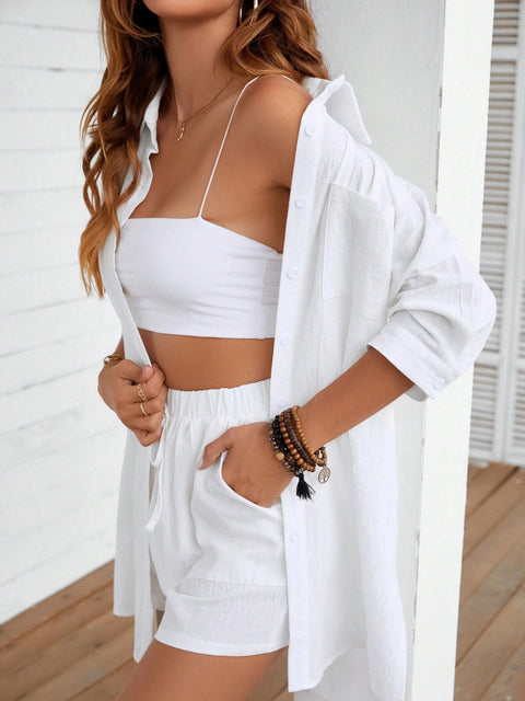 Button Up Shirt and Shorts Set