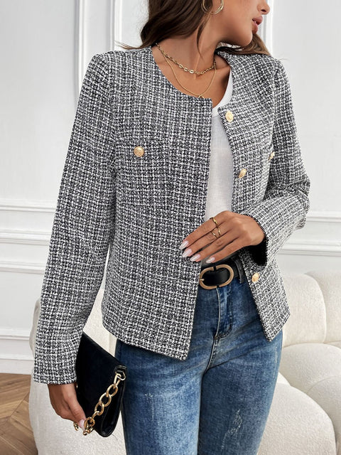 Plaid Long Sleeve Blazer