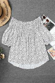 Plus Size Printed Off-Shoulder Blouse