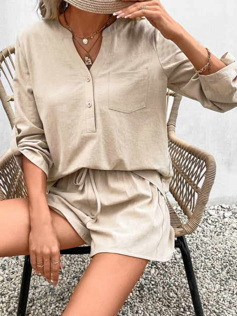 Long Sleeve Top and Shorts Set